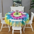 thumbnail image 2 of Colorful Rainbow Tie Dye Spiral Pattern Round Tablecloth 60"x60",Wrinkle Wipeable Table Cloth for Kitchen Dining Room Picnic Patio Party, 2 of 6