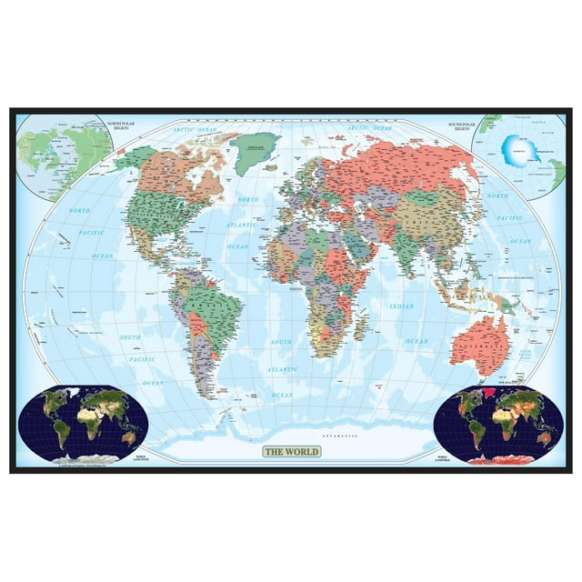 Swiftmaps 24" x 36" World Decorator Laminated Wall Map Poster Mural