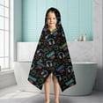 thumbnail image 6 of Colorful Controllers Games Icons Black Pattern Hooded Bath Towel，50"x30" for Ages 3 To 12 Kids, Quick Dry Lightweight Soft Microfiber Hood Beach Towel Cover Up for Kids, 6 of 7