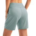 thumbnail image 2 of SWSMCLT Women's High Waisted Shorts Spandex Thin Elastic Waist Yoga Shorts Running Soft Biking Cyan 14, 2 of 5