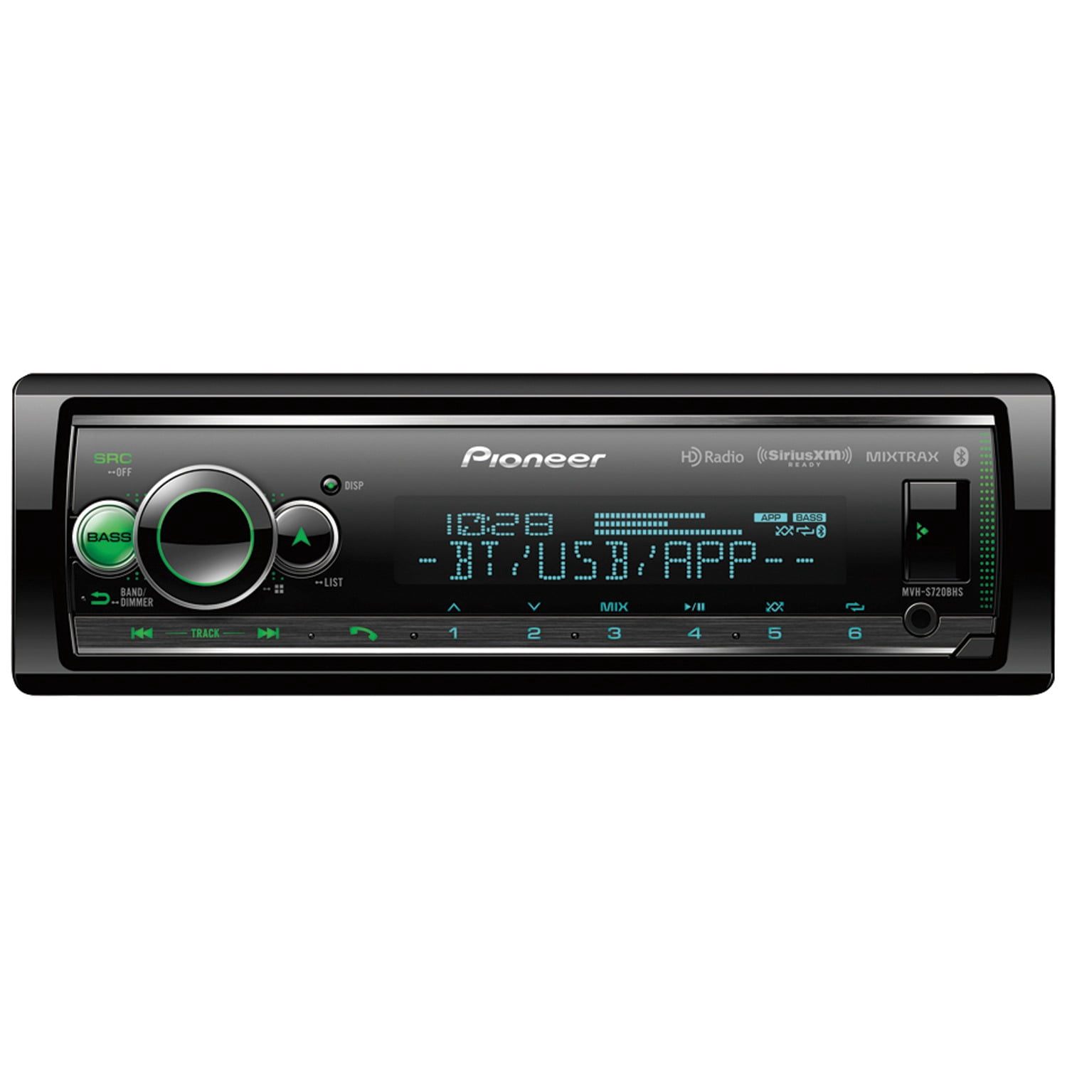 Pioneer MVH-S720BHS Double-Din in-Dash Digital Media Receiver with Bluetooth, HD Radio, and SiriusXM Ready and TS-A1670F A-Series Coaxial Speaker System (3 Way, 6.5")