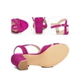 thumbnail image 2 of BLISSFUL STEP Glitter Sparkly Heels Crisscross Strap Chunky Heel Sandals for Women Hot Pink (Size 6), 2 of 6