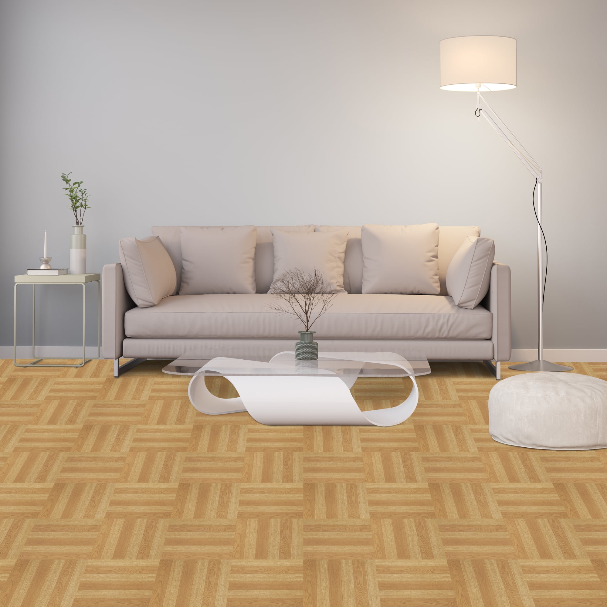 Achim Sterling Self Adhesive Vinyl Floor Tile - 45 Tiles/45 Sq. Ft, 12 x 12, Light Oak