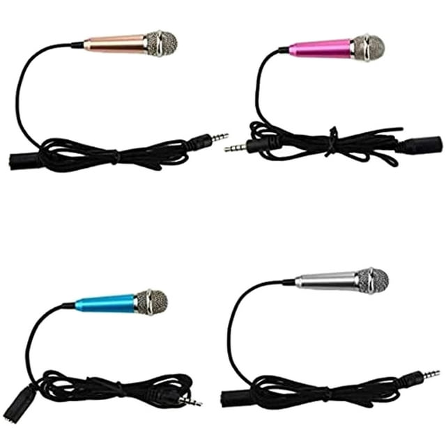 Sidaley 4 piezas de micrófono con cable portátil 3,5mm teléfono música micrófono Audio entretenimiento aleación de aluminio bolsillo Cables de audio/vídeo