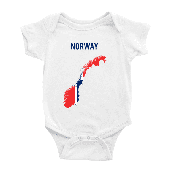 Norway Map Flag Cute Baby Rompers Newborn Clothes Outfits (White, 3-6 Months)