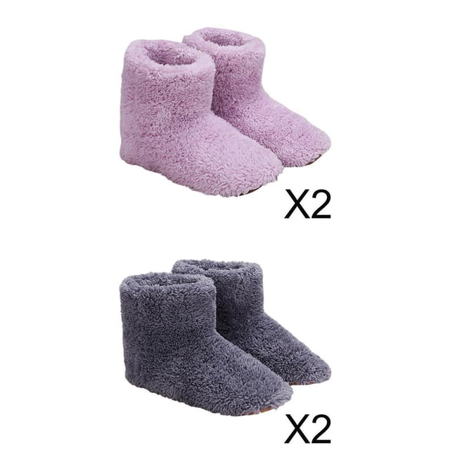 4 pares de invierno eléctrico USB calentador de pie felpa calefactada zapatilla cálida zapato para el hogar Zulema Calentador de pies calentado