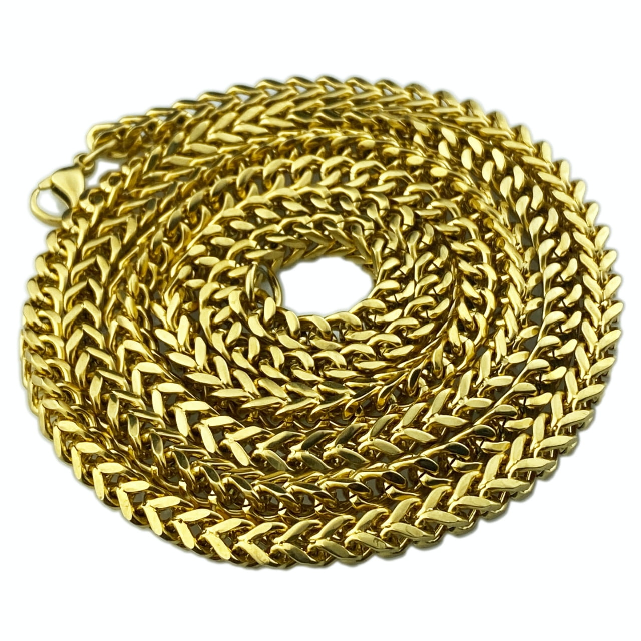 Mens 18K Gold Plated Solid Stainless Steel Franco Chain Heavy 36 Inch x 5MM Thick Necklace in Nepal at NPR 8192 Rating 5