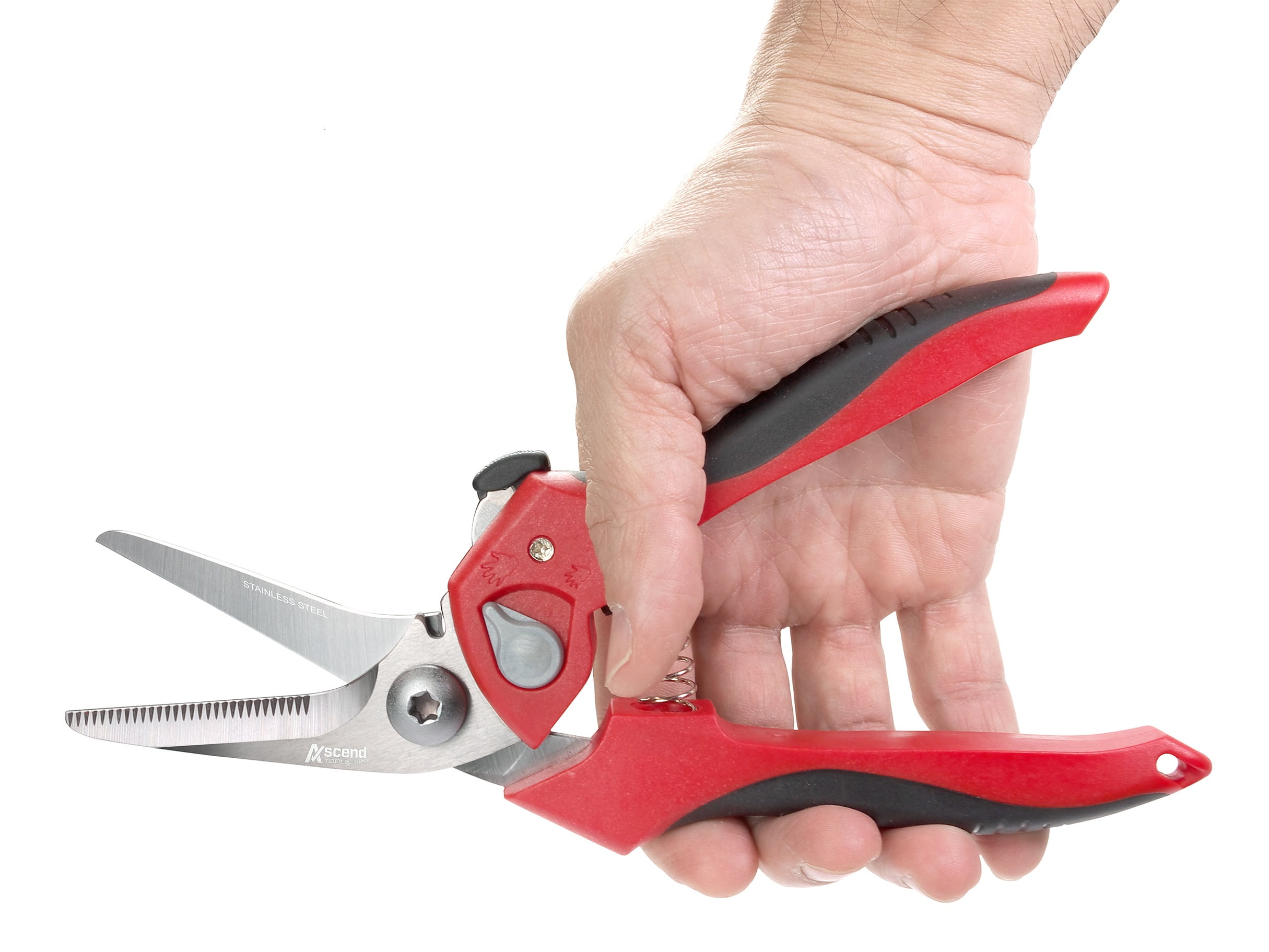 Ascend Tools 8 inch Heavy Duty Professional Spring Loaded Multipurpose Angled Edge Shears