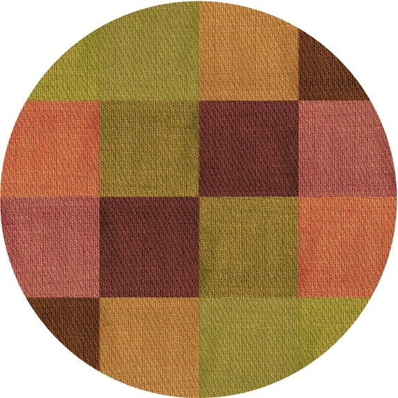 Ahgly Company Indoor Round Patterned Cinnamon Brown Area Rugs, 7' Round