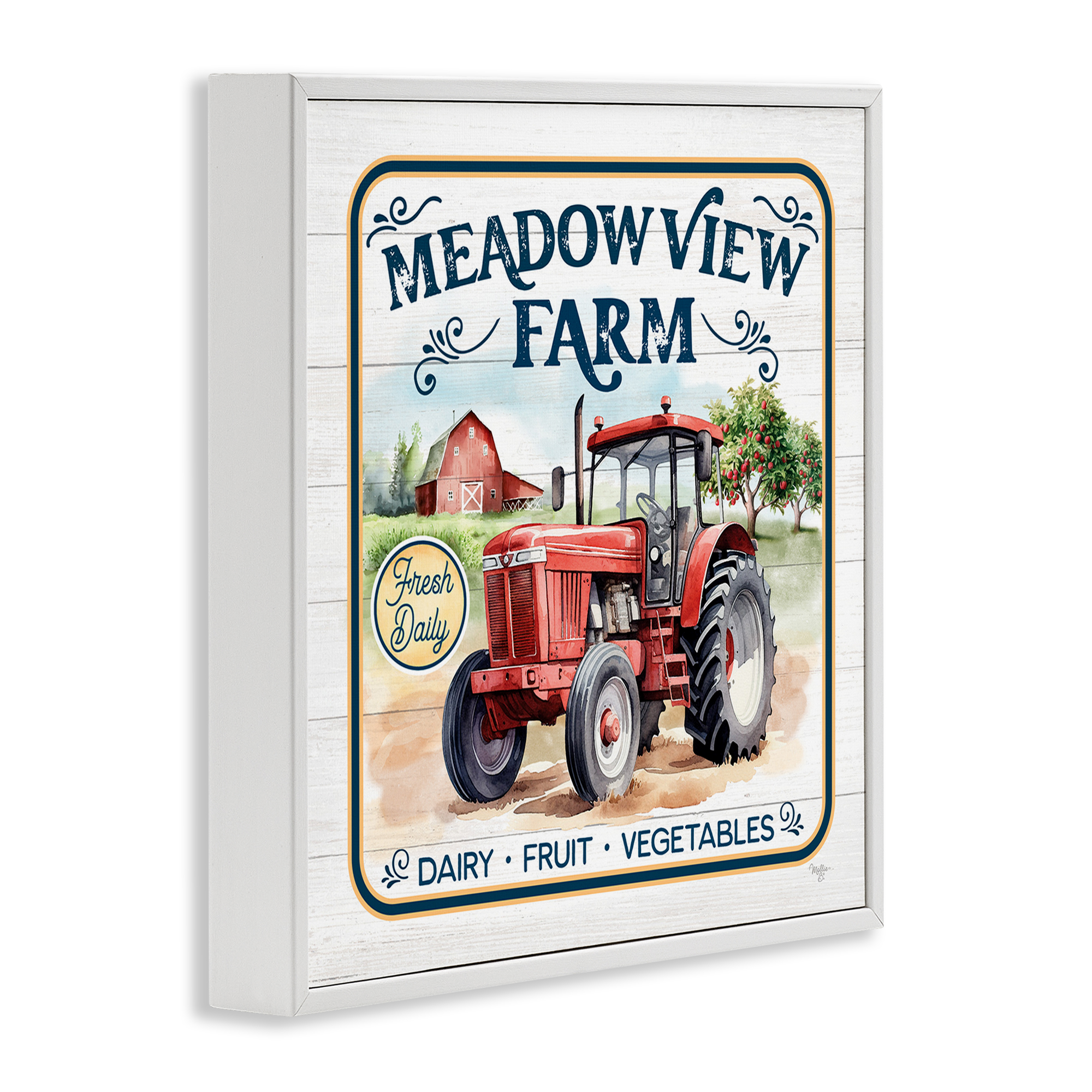 Stupell Industries Meadowview Farm Tractor Transportation Painting White Framed Art Print Wall Art, 12 x 12