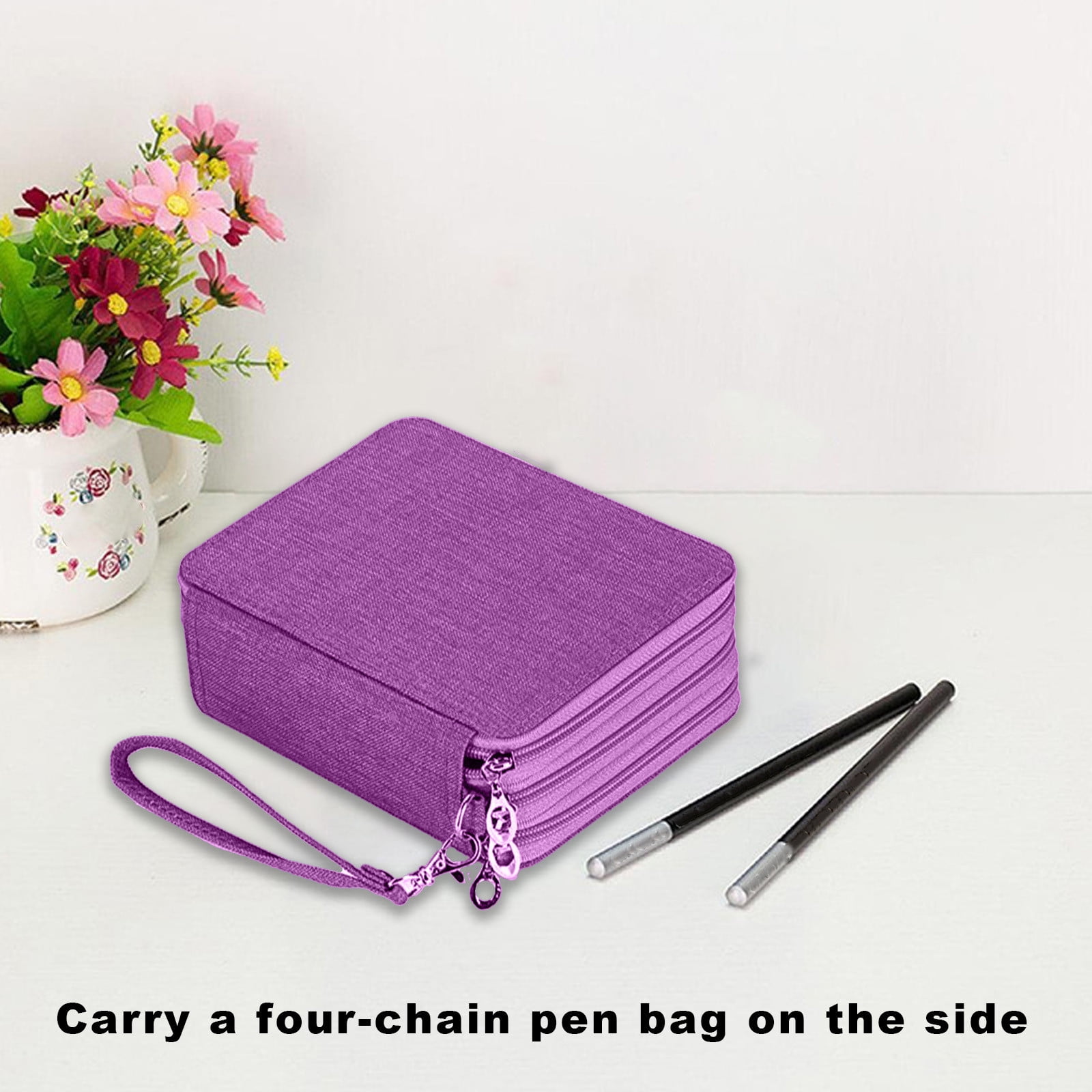 Specollect Clearance 4Pcs Large Capacity Pencil Case,72 Slots Colored Pencil Pouch Bag Portable Pencil Holder Stationery Organizer with Compartments for Office and Travel 20x7x16cm