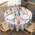 thumbnail image 3 of Christmas Tree and House Pattern Round Tablecloth 60"x60",Wrinkle Wipeable Table Cloth for Kitchen Dining Room Picnic Patio Party, 3 of 6