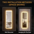 thumbnail image 5 of Lvifur LED Full Length Mirror, 47"x16" 3 Colors LED Lighted Wall Mounted Mirror,Over The Door Hanging Mirror, with 2 Metal Hangers, White, 5 of 10
