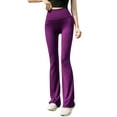 thumbnail image 3 of WLJ Women Solid Color High Waisted Flared Wide Leg Yoga Pants, 3 of 7