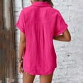 thumbnail image 6 of TTUHYWXI Womens Gauze Shirts Button Down Dress Shirts Casual Short Sleeve Textured Collared Summer Work Blouse Camping Clothes (Hot Pink, XL), 6 of 9