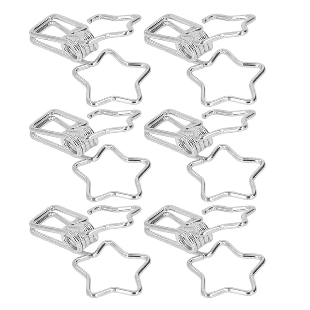 Wire Binder Clips, Strong Clamping Simple Style Hollow Out Star Binder Clips For Bags Gold,Silver