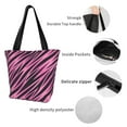 thumbnail image 3 of Tote Bag for Women, pink black zebra print striped Large Capacity Handbags Womens Laptop Work Beach Tote Bags, Reusable Grocery Shoulder Bags Gifts for Women Work Gym Shopping Travel, 3 of 6