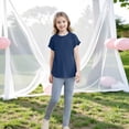 thumbnail image 5 of longantii Girls Short Sleeve T Shirts Kids Crewneck Curve Hem Soft Tunic Tops Summer Tees Dark Blue 8-9 Years, 5 of 5