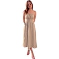 thumbnail image 1 of Vestido Midi Mujer Tirantes Ajustables Cintura Alta Entallada Falda Amplia Línea A, 1 of 5