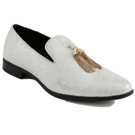

Amali Mens Designer Sequin Slip On Smoking Loafers White Size 14