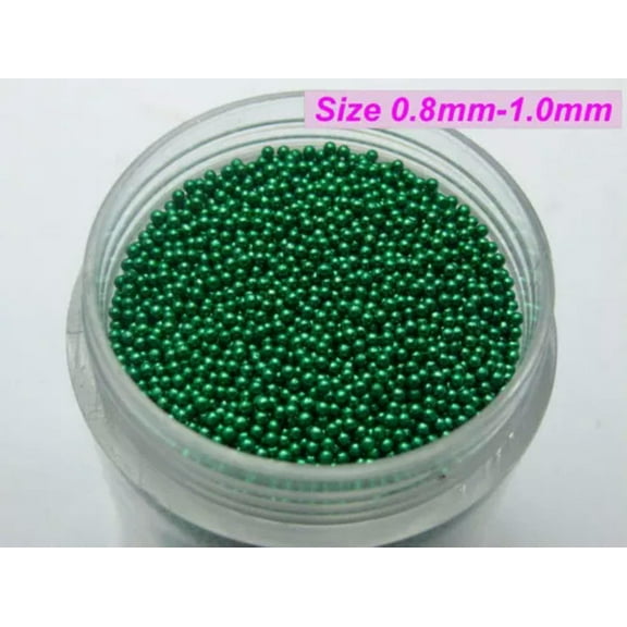 U8MO 50Gram Glass Caviar Beads 3D Micro beads Nail Art No-hole 0.8-1mm Storage Box-Green