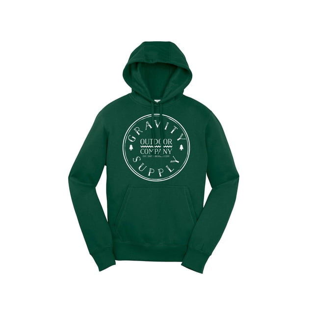 Gravity Fournit un Chandail à Capuche d'Extérieur - Logo Blanc - Vert Forêt - 3TG