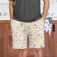 thumbnail image 6 of Men's Pajama Shorts Bottoms with Pockets Soft Lightweight Lounge Sleep Wear Lilac Yellow Tiny Flower, 6 of 6