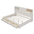 thumbnail image 5 of Wooden Daybed with 3 Storage Drawers and Shelves, Platform Bed Frame with Bookcase, Upper Soft Board and Sockets & USB Ports, for Bedroom Dorm Apartment, No Box Spring Needed, 5 of 8