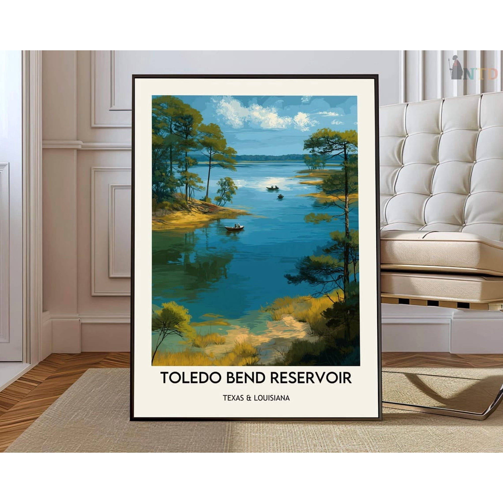 Toledo Bend Reservoir Poster, Texas Louisiana Lake Wall Art
