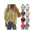 thumbnail image 2 of Michellecmm  Women's Solid Color Cardigan Short Sleeve Button Down Sweater, 2 of 8
