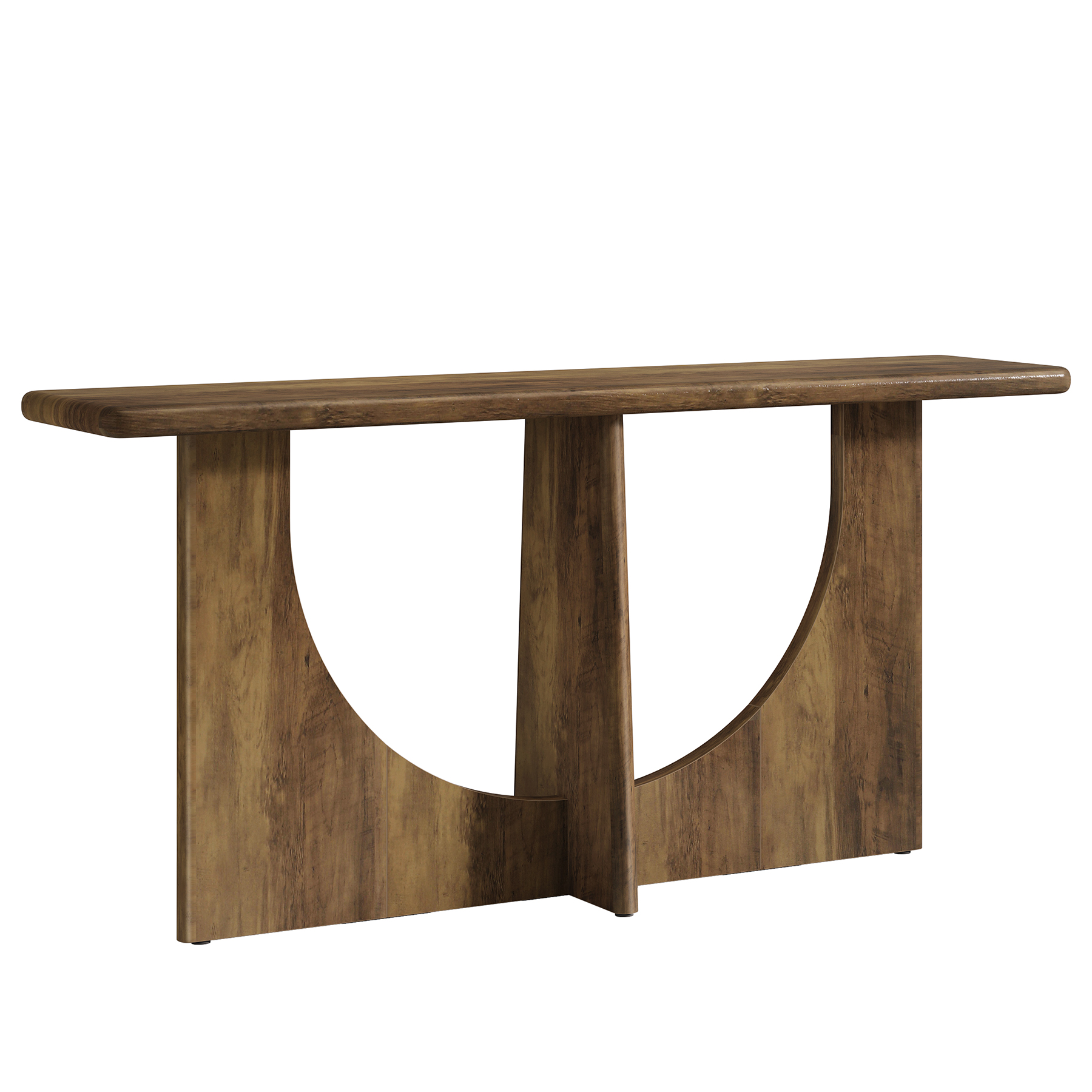 Finmind Wood Console Table, 71-inch Farmhouse Entryway Table with Sturdy Geometric Leg for Living Room, Hallway, Rustic Brown