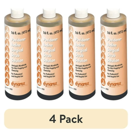 (4 pack) Dynarex Povidone-Iodine Surgical Scrub Solution 16 oz