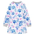 thumbnail image 6 of long-sleeved dress Blue and Pink Watercolor A-line dress with ribbed cuffs Soft and comfortable, 6 of 6