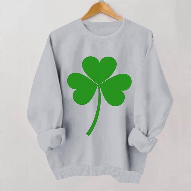 TaTaai Women Casual St Patrick's Day Printed Crew Neck Long Sleeve No Hood Sweatshirt Ladies Spring Daily Office Street Wear Soft Comfortable Machine Washable Stylish Top Gift