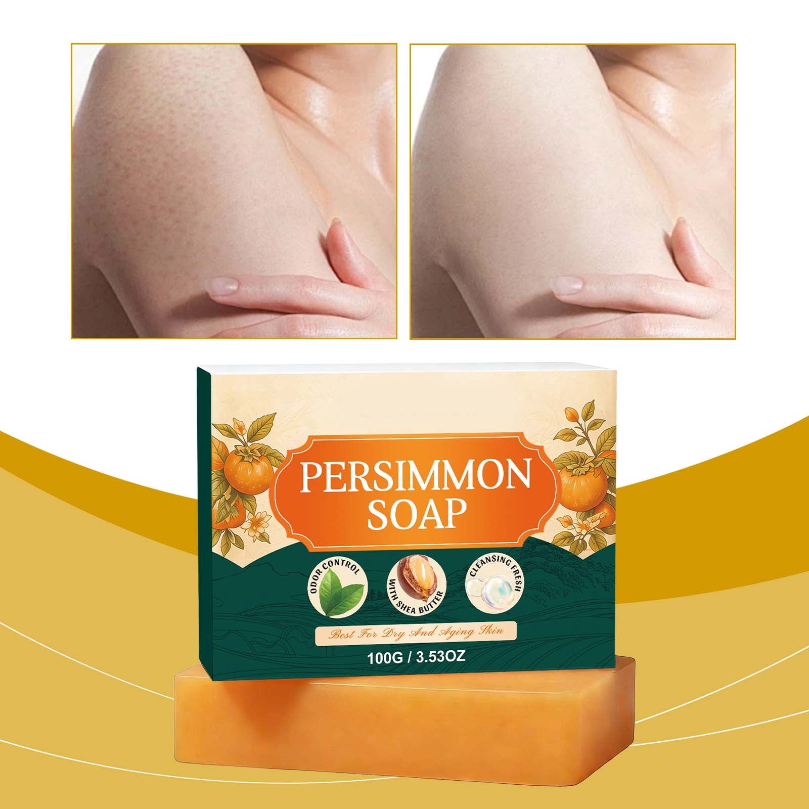PiGOGI Japanese Persimmon Soap Bar Natural Deodorizing for Body Odor Hydrating