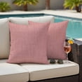 thumbnail image 4 of Vintage Peach Pink Outdoor Waterproof Pillow Covers, Farmhouse Retro Solid Color Linen Texture Decorative Square Throw Pillowcase Sofa Cushion Sham for Patio/Couch/Chair, 26"x26" 2 Pack, 4 of 8