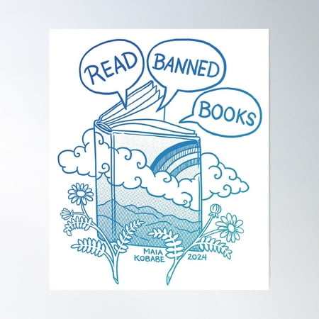 Read Banned Books Poster Wall Art, Modern Wall Decor For Living Room Bedroom, 8x12 UNFRAMED