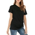 thumbnail image 4 of SHCKE Women's Twist Knot Blouse Cold Shoulder Tops Summer Short Sleeve Casual T-Shirt (Three colors available）, 4 of 6