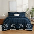 thumbnail image 6 of Sheet&Joy 7 Pieces Pinch-Pleated Comforter Set, Navy Blue Full Size, 6 of 8