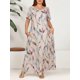 thumbnail image 4 of 2024 Spring/Summer Women's New Fashion Short Sleeve plus size Printed Feather Large Size Dress, 4 of 5