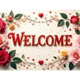 thumbnail image 5 of LUUFILx Welcome Heart Shaped Rose Floral Welcome Banner Romantic Backdrop with Butterflies and Hearts for Party Decorations Event Photographic Background, 5 of 9