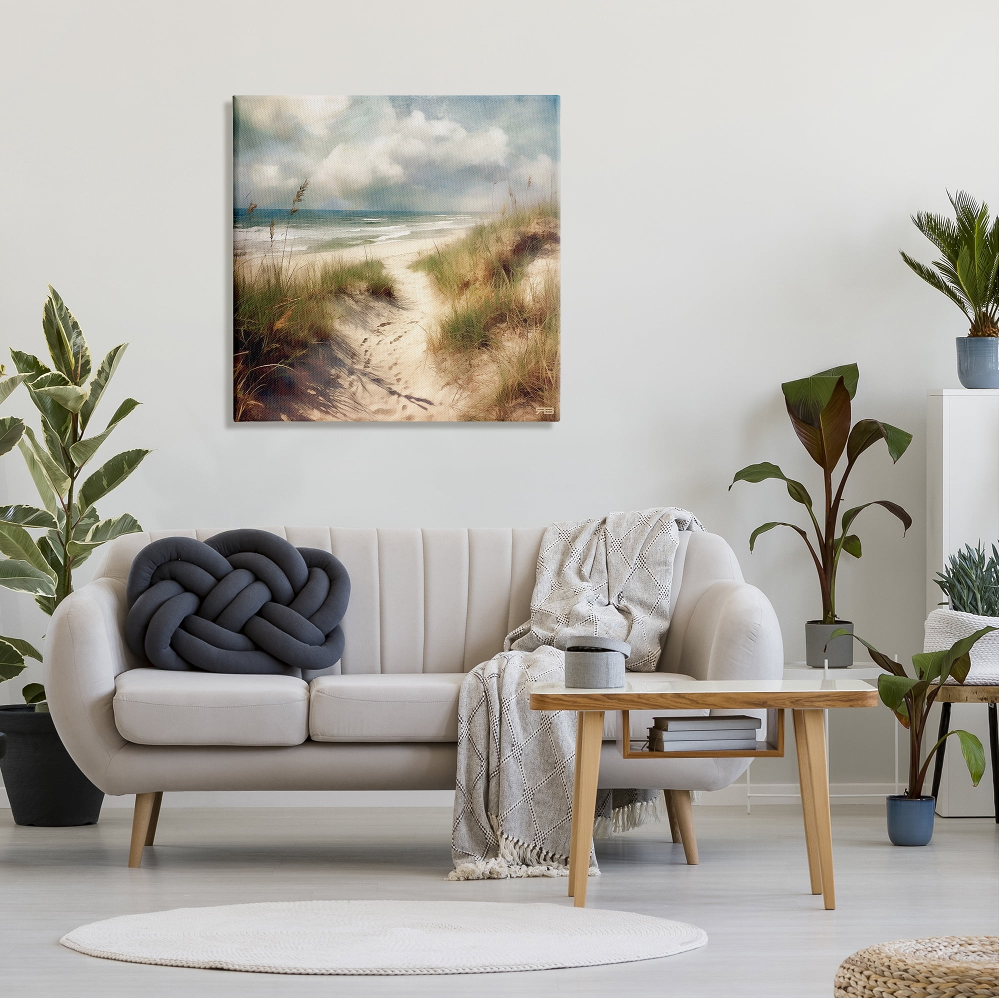 Stupell Industries Sandy Footprints Beach Path Nature Painting Gallery Wrapped Canvas Art Print Wall Art, 30 x 30