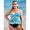 thumbnail image 2 of Tallas grandes Crane China Impresión Smocked Detalle Tiekin Swimwear Rosegal Vestidos casuales de talla grande, 2 of 5