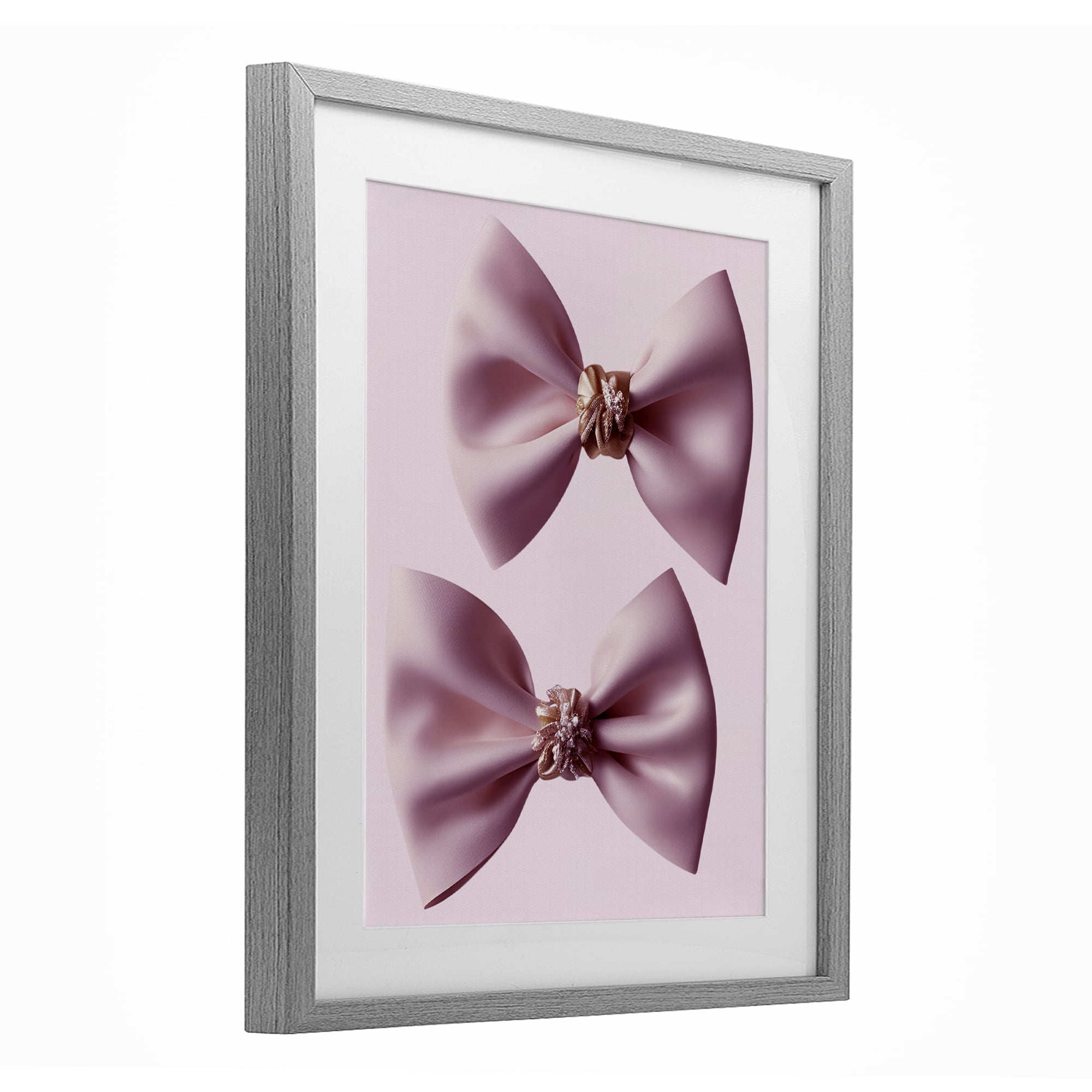 Stupell Industries Elegant Bows with Glam Details Gray Framed Print Under Glass, design by Jesse Keith