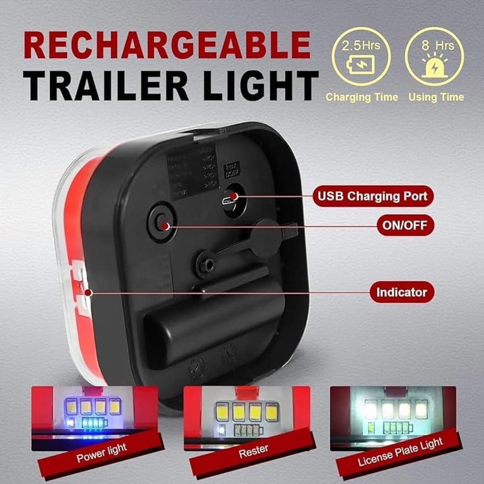 Wireless Led Trailer Lights Magnetic, 2025 New Rechargeable 24v Led Wireless Trailers Lights Magnetic Kit for Truck Rv Camper Boat Caravan (1Set)