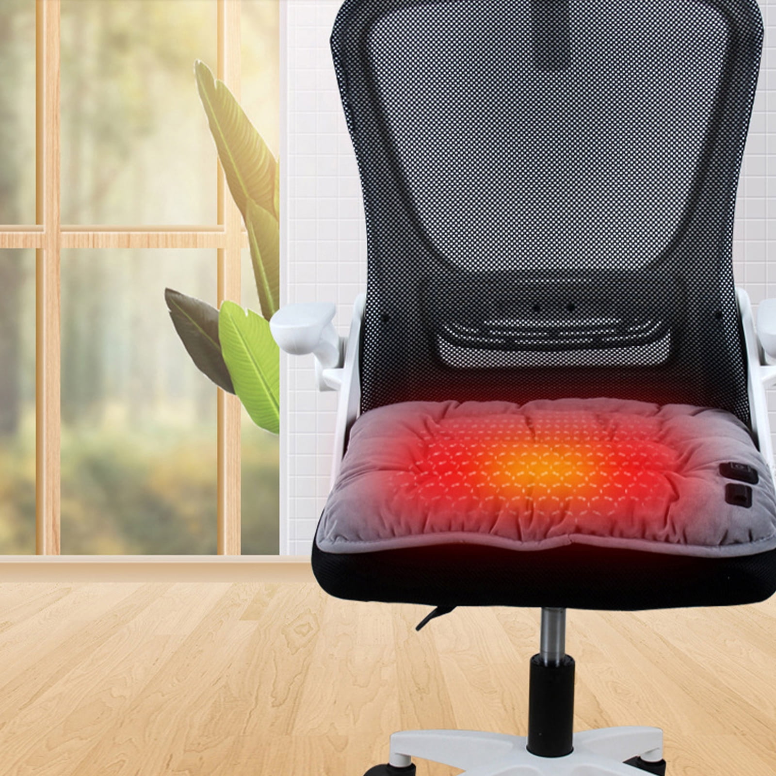 USB Heated Seat Cushion for Office Chair, Large Heating Area Heated Seat  Cover Therapy Heating Pad for Back, Lumbar, Hip, Thigh with 3 Temperatures