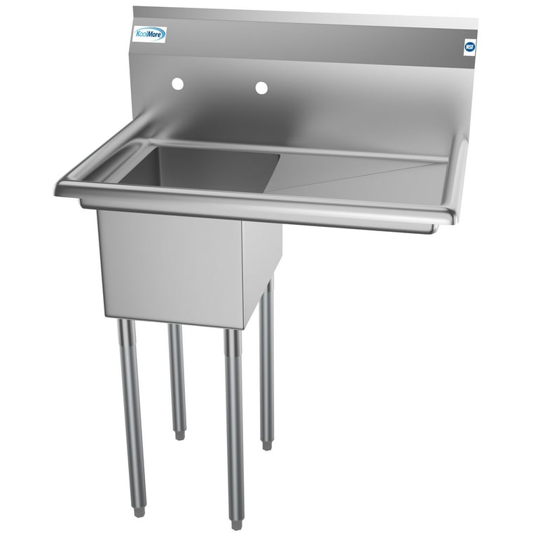 Freestanding Stainless Steel 31 in. 2-Hole Single Bowl Commercial Kitchen Sink Freestanding Stainless Steel 31 in. 2-Hole Single Bowl Commercial Kitchen Sink
