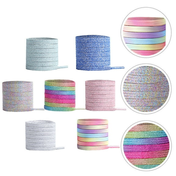 NICEXMAS 7 Pairs of Kids Shoe Laces for Trainers with Metal Buckle Blue Color for Children