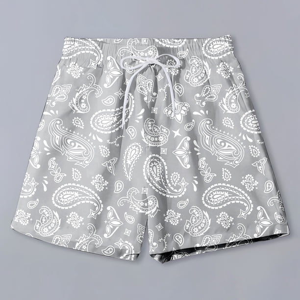 WILLBEST Pantalones Cortos para Hombre, Estilo Bohemio, con Estampado de Cordón En La Cintura y Bolsillo, de Verano
