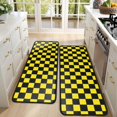 thumbnail image 4 of Kitchen Rugs Sets Of 2,Yellow and Black Checkered Pattern Anti Fatigue Kitchen Mat Rugs Non Slip Washable,Decorative Kitchen Floor Mats for Kitchen,Sink,Laundry,17"x47"+17"x47", 4 of 5